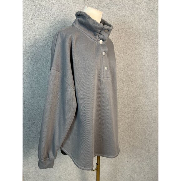Planet Heart Women's Trendy Plus Size Quarter-Snap Fleece Sweater 2X Gray NWT's - Picture 3 of 8